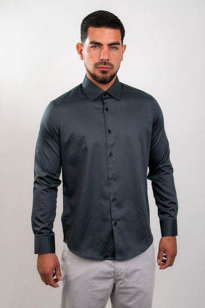 Camisa Charcoal Algodón Stretch Slim Fit
