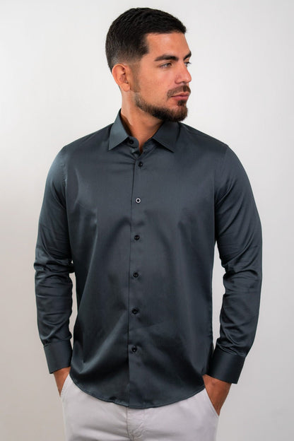 Camisa Charcoal Algodón Stretch Slim Fit