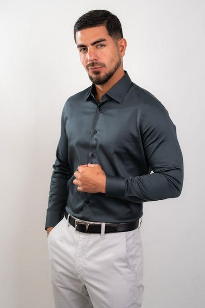 Camisa Charcoal Algodón Stretch Slim Fit
