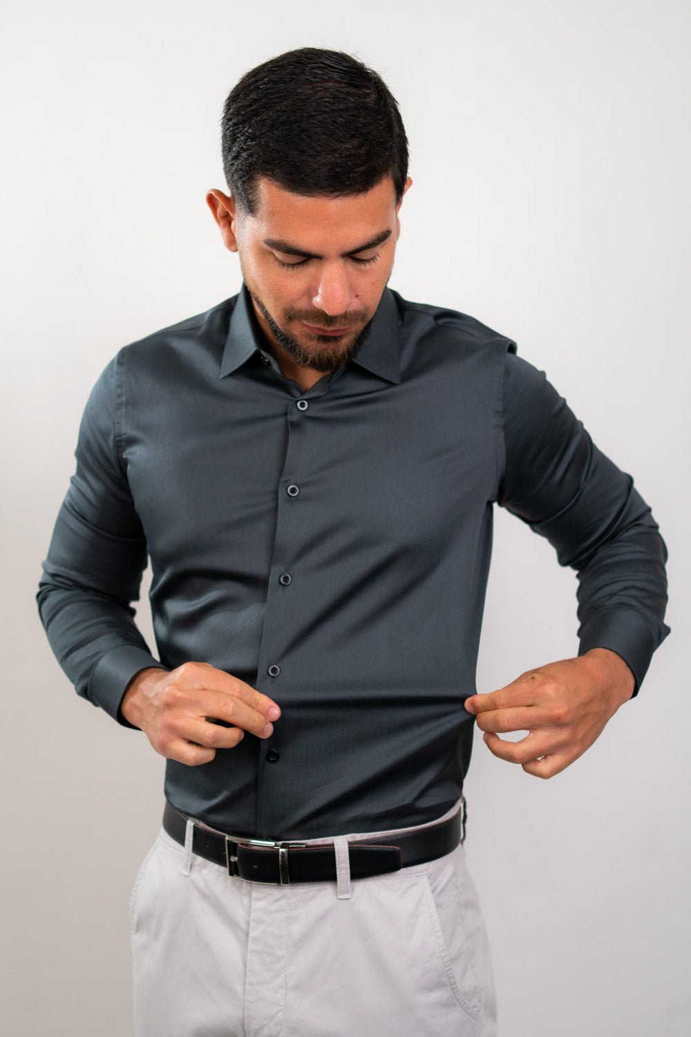 Camisa Charcoal Algodón Stretch Slim Fit