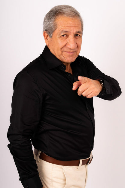 Camisa Negra Algodón Stretch Slim Fit