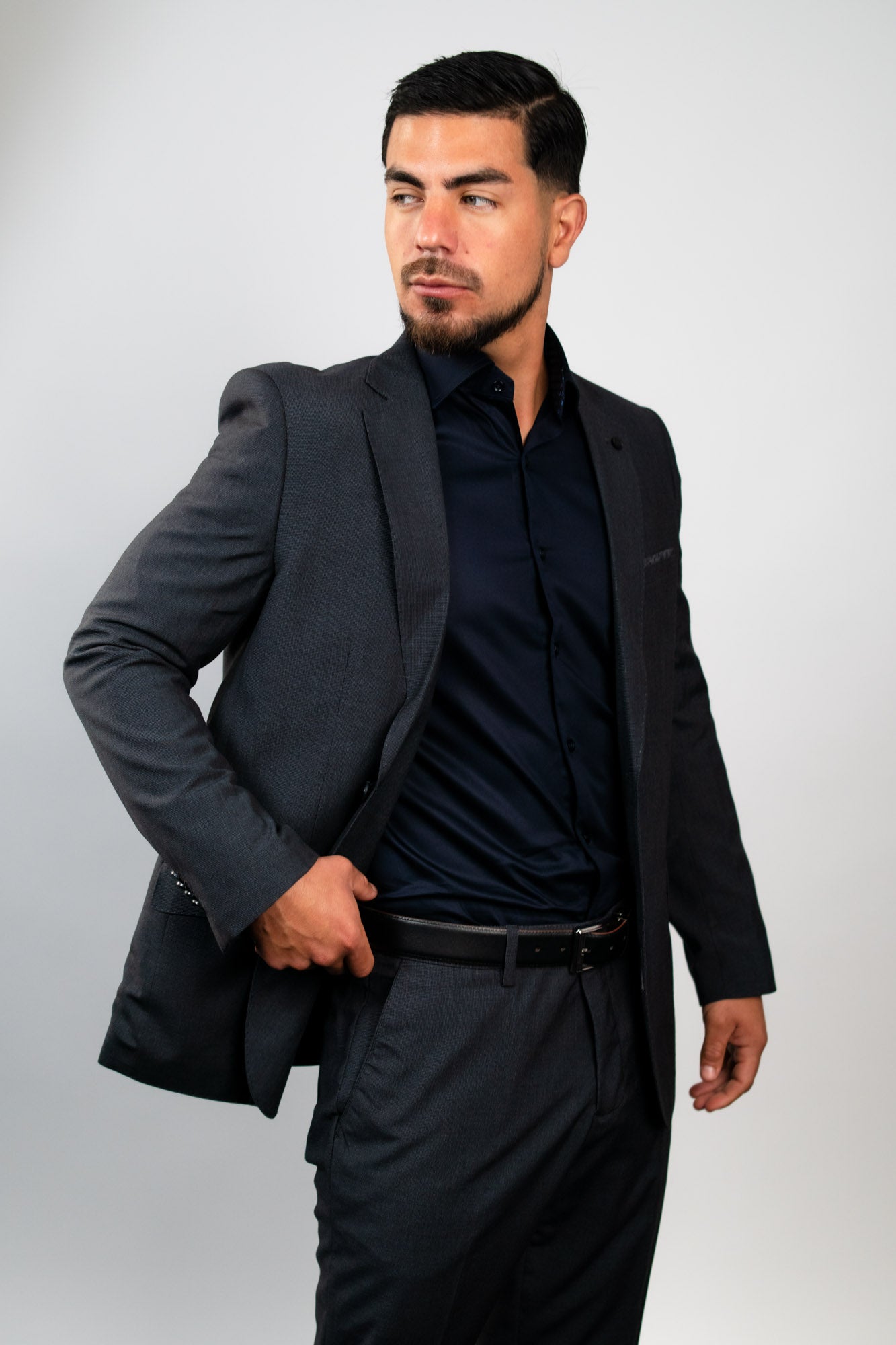 Preventa - Camisa Azul Noche Contraste Algodón Stretch Slim Fit