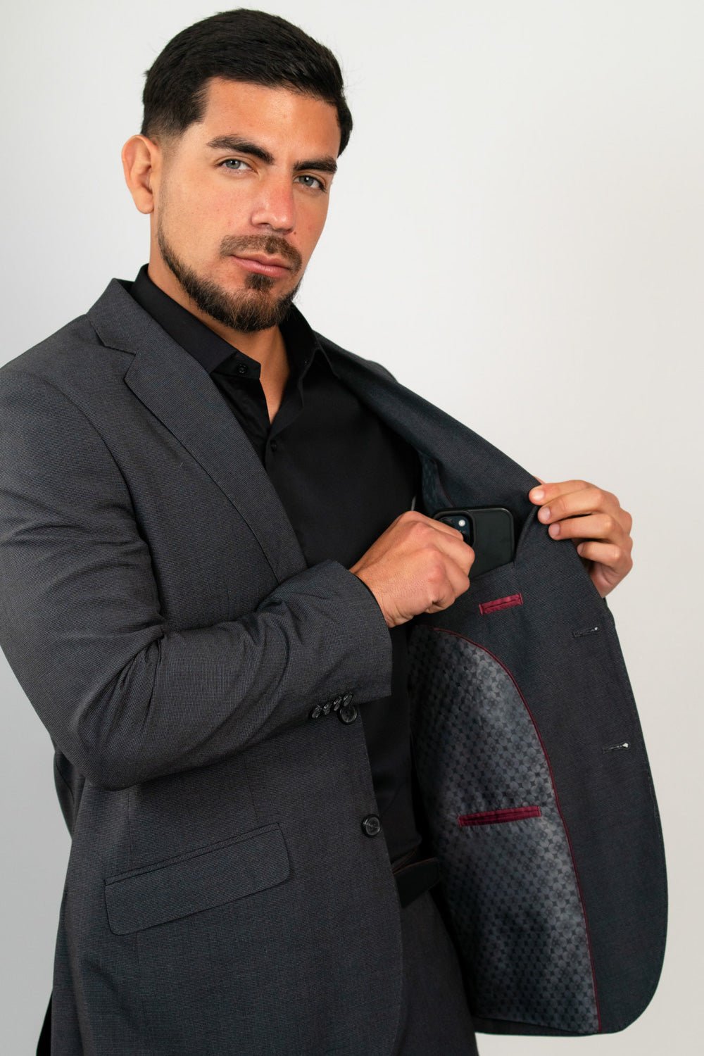 Preventa - Camisa Negra Algodón Stretch Slim Fit