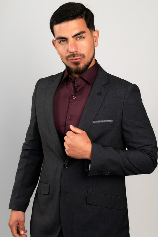 Preventa - Camisa Vino Algodón Stretch Slim Fit