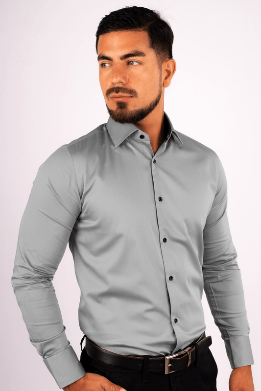 Preventa - Camisa Plateada Algodón Strecth Slim Fit